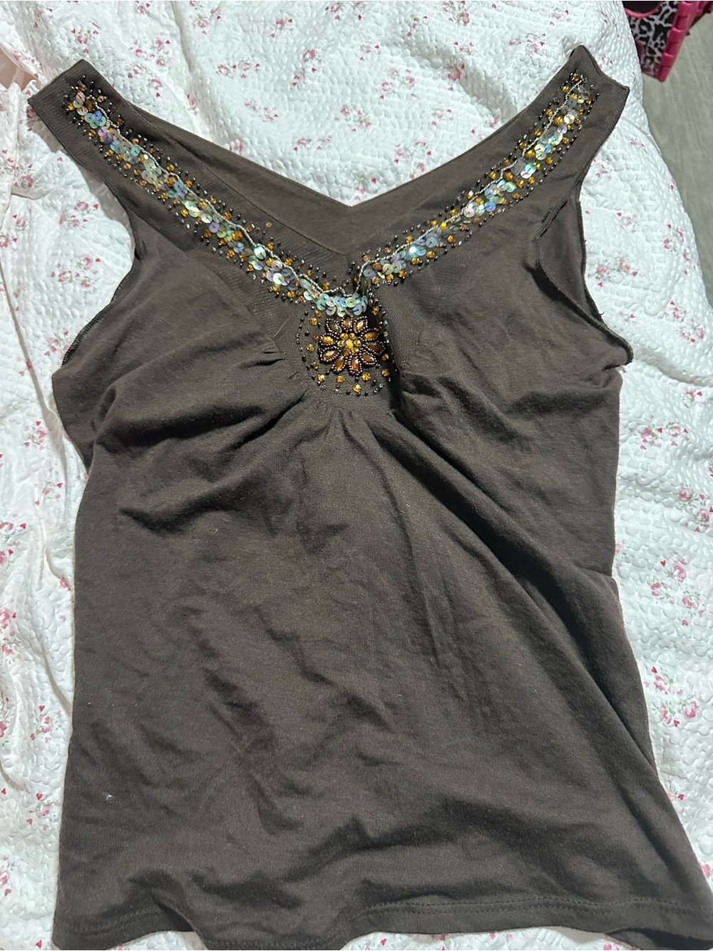 George Brown Tank Top with Sequin Embellishment